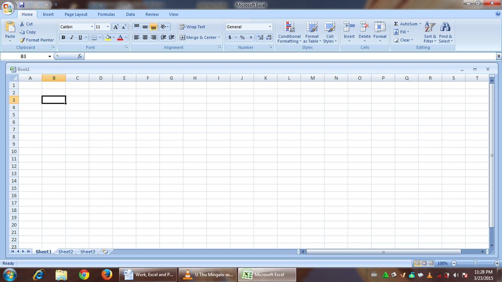၄၀ Microsoft Office Excel 2007 Cell Microsoft Office Excel 2007 Ribbon, Name Box, Formula Bar, Column Heading Row Heading Sheet Tab (၄၀-၁) The Ribbon Name Box Cell Row Heading Formula Bar Column
