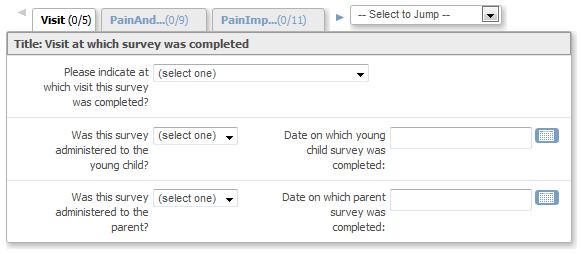 PedsYoungChild (1 of 16) MAGIC PedsQL Parent and Young Child Report (age 5-7): Visit, # Visit 0 = Time 0 - Prior to