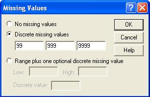 The Variable View (con t) Missing Signal to SPSS which data should be