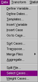 Select Cases For a subset of the datafile, use Select