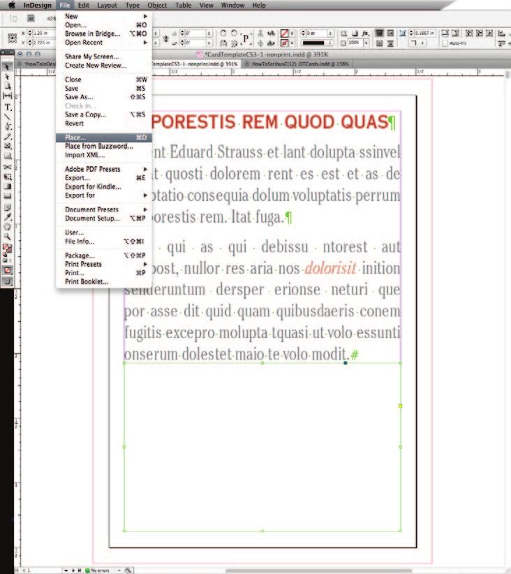 Adding Art with InDesign Start by adding a Rectangle Frame the same way you did when you previously added a frame for text.