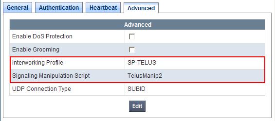 7.7.2. Server Configuration TELUS For the compliance test, server configuration profile SP-TELUS was created for TELUS.