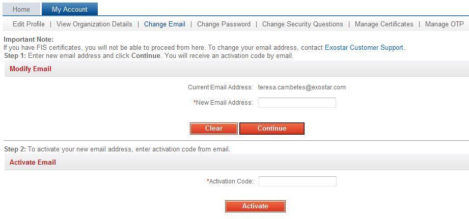 Change Email Access the My Account tab and select Change Email.