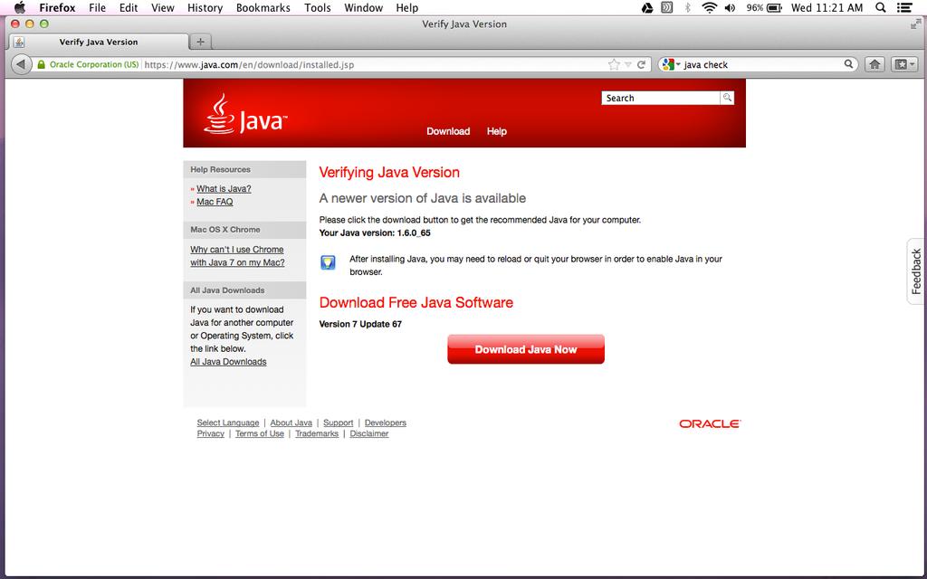 Check for Java Version