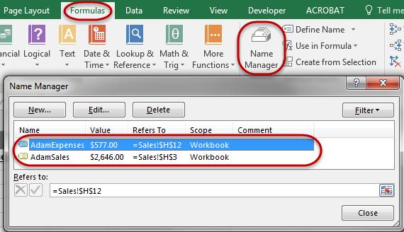 The default is for the Name to be used in the entire workbook.