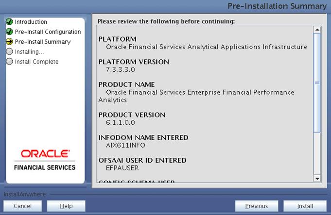 Figure 25: Pre Setup Information Screen Step 7 This panel displays all the pre-installation summary. Verify all details and proceed.