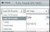 5. Use the dropdowns in the upper left corner to customize the number of events