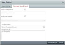 SENDING A REPORT 1. In the New Report window, click the Schedule, Save & Send tab.