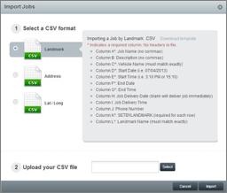 b. Click Save. IMPORTING JOBS 1. Click Import in the upper right of the Jobs Log to open the Import Jobs window. 2. Select a CSV Format. 3. Follow the formatting guidelines displayed in the window. 4.