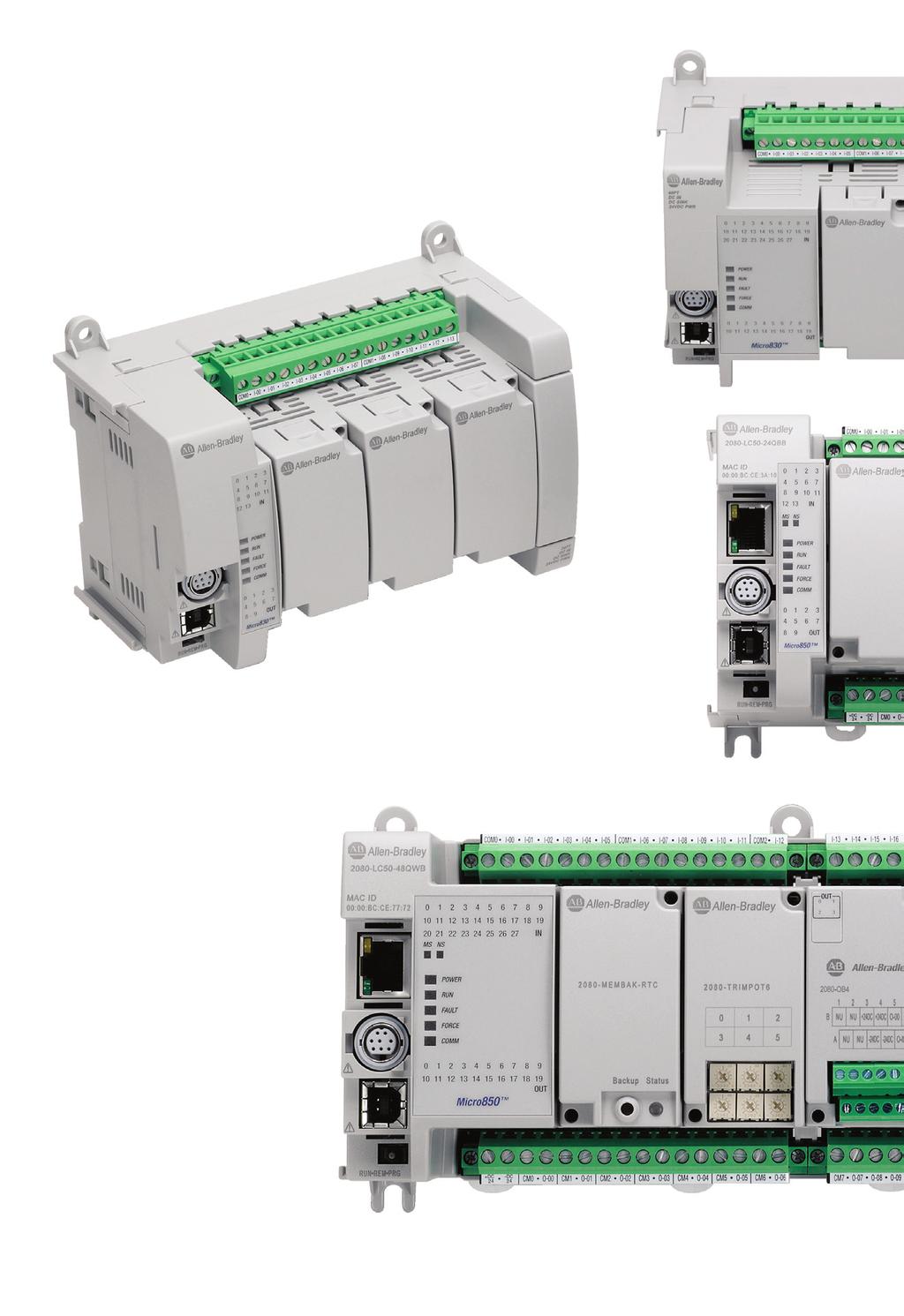 The Allen-Bradley Micro800 PLC family, together with the Connected Components Workbench software, sets a new global standard for convenience and ease of