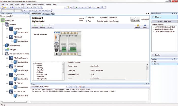 Controller programming, drives configurator, and integration with HMI editor Easy to