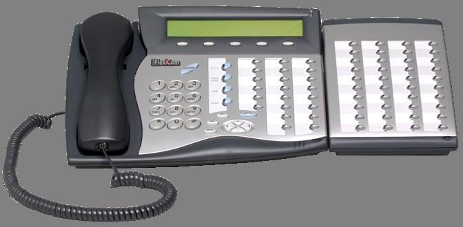 FlexSet Digital Telephone FlexSet 280S with 40 Button Console Attendant position, departmental support Up to 3 modules each adding 40 buttons Buttons provide