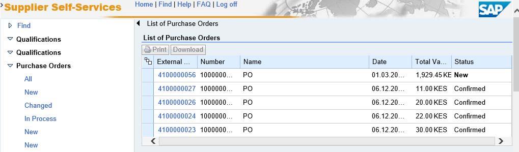 CREATE CONFIRMATION OF PURCHASE ORDERS You get a List of Purchase
