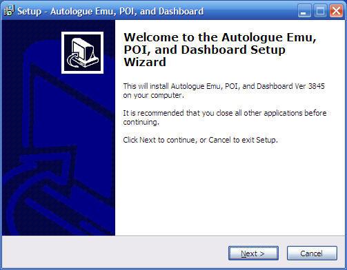 6. The screen will display a Setup Autologue Emu, POI, and Dashboard window as