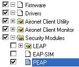 The PEAP Supplicant must be installed on the client system to allow PEAP authentication over a wireless connection.