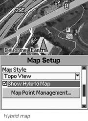 Hybrid Map Select the Show Hybrid Map check box to show points, lines, and labels on top of imagery. Hybrid maps are visible at 640 feet and higher.
