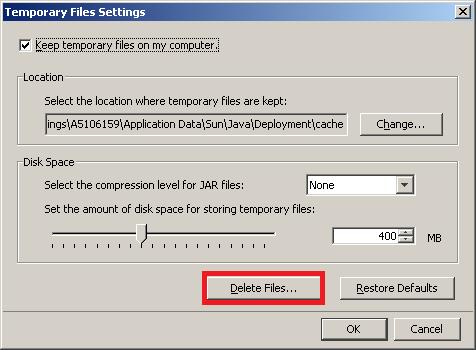 4. Click on Delete Files 5. Check all boxes and click on OK 6.