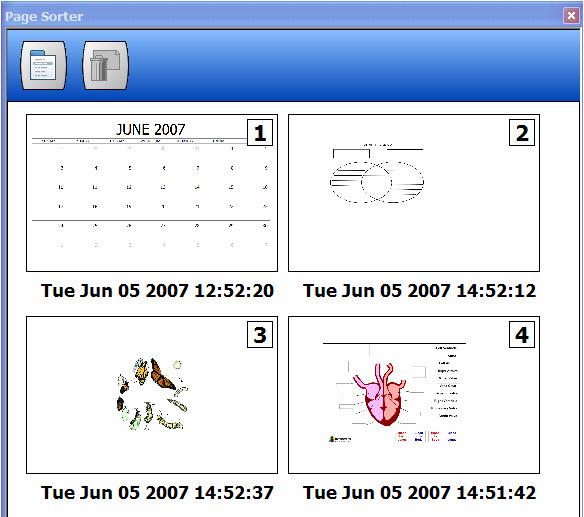 Manage Your Workspace File Organize a Workspace File 1. Click on the Page Sorter icon from the toolbar. 2. To delete pages, click on the ones you do not want, then click on the recycle bin icon.