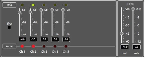 AP.9 bit / 7 7..1 OUTPUT LEVEL 1 This section shows the settings related to the output levels of AP.9 bit channels. The description of the points shown in the figure is given below. 1. Using one of the sliders for the output channels, you can adjust the output level (-0 0 db) for each channel.