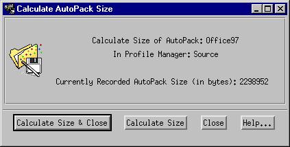 Calculating the Size of an AutoPack Calculating the Size of an AutoPack Calculate the size of an AutoPack to determine the total size (in bytes) of its included application files.