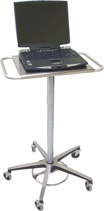Adjustable Laptop Transport Stand #350305 Construction: Heavy-grade steel and aluminum Size: Adjusts from 35 to 45 height Easily transports any laptop computer Tray dual handles for easy transport