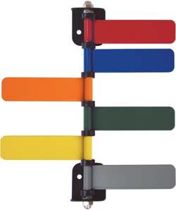 Standard 8 6 Flag System #291706 Color: Standard system color order is red, blue, orange, green, yellow and grey Construction: Heavy-gauge painted steel Size: Available in 8 and 4 Flags Bright and