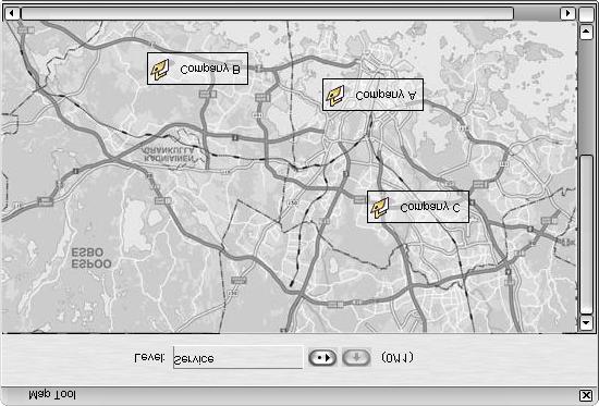 A B C Map Tool. A. The current map level B. Click to show a different map C. Click the Up arrow to move to a higher level D.
