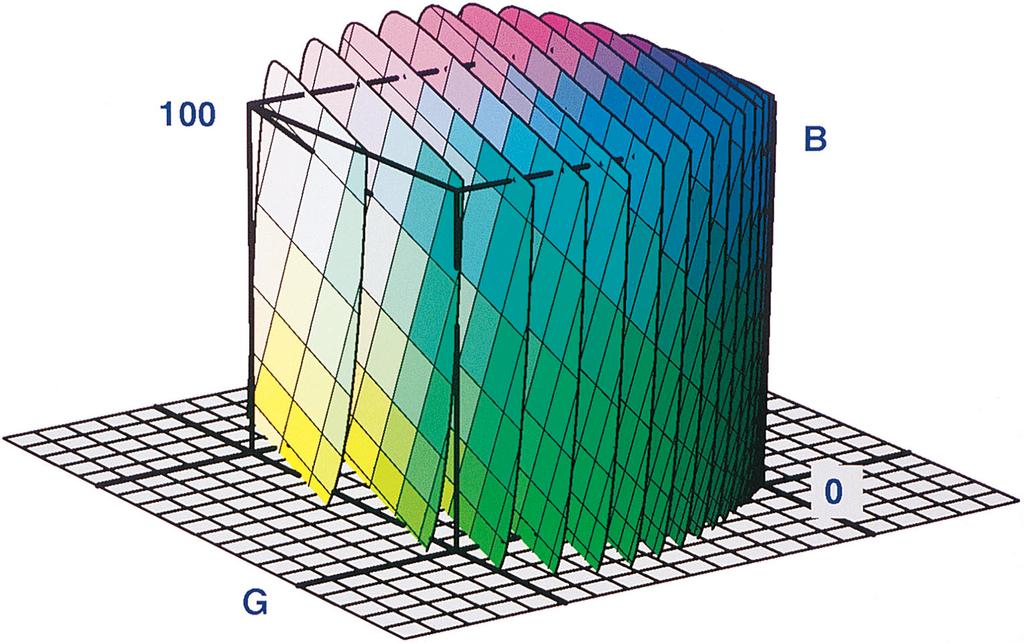 Quantization of Color Spaces 125 Fig. 9. Linear RGB optimal color space composed of planes of constant L*-values with L* 5.