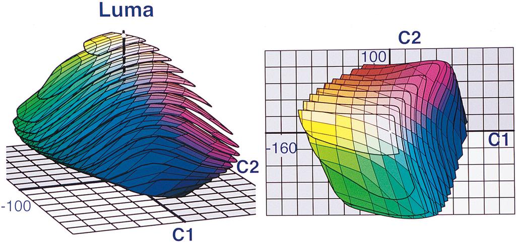 Quantization of Color Spaces 133 Fig. 15. Kodak YCC optimal color space composed of planes of constant L* values with L* 5.