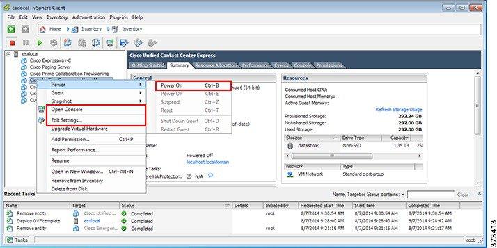 Install Applications on Virtual Machines Installation Step 4 Using vsphere client, select an application s virtual machine.