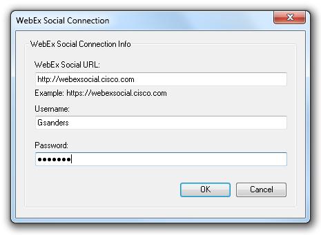 Using Email to Interact with Cisco WebEx Social 1. Enter your WebEx Social URL. 2. Enter your WebEx Social sign-in name and password. The plug-in is now ready for use.