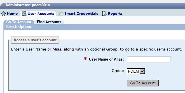 1 User Accounts The tab User Accounts provides you with an overview of all your smartcard users. There are two search options: Go to Account and Find Accounts.