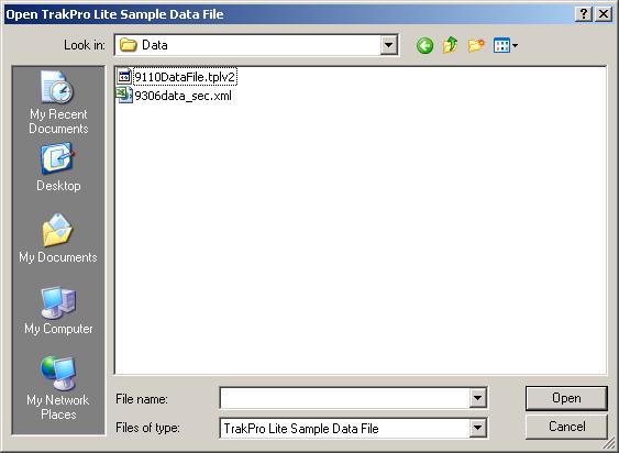 To Open a Data File Select File Open Data File. A standard Windows dialog opens to choose which file to open.
