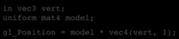model; gl_position model * vec4(vert, ); OpenGL: using namespace glm; mat4 tmat translate(mat4(.
