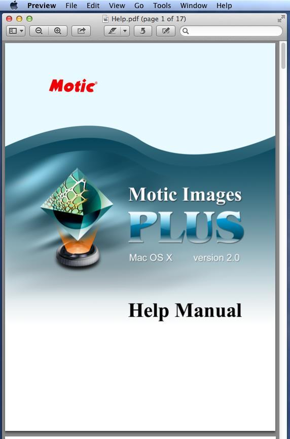 MOTIC IMAGES SOFTWARE - MAC The full software manual for Motic Images is accessible within the software s main page.
