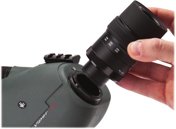 How to Use the Viper Spotting Scope Attach the eyepiece Before attaching the eyepiece, remove any covers that would interfere with attaching