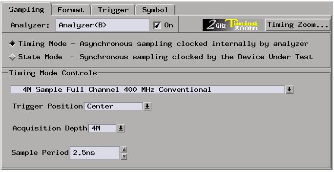 Chapter 3: Reference The Sampling Tab Timing Mode When you select Timing Mode, the Timing Mode Controls area appears.