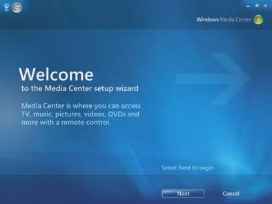 Setting Up Windows Media Center The first time that you start Windows Media Center on the computer, a Windows Media Center setup wizard opens.