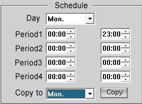 day is set, you can copy the parameters to other dates by selecting a day and pressing the copy