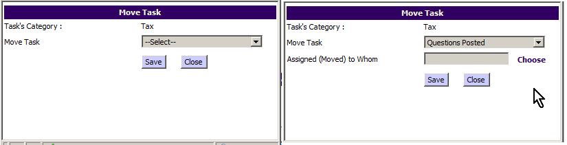 2.1 MOVE TASK Now that you have saved a new Task, when you search for Tasks on the Search tab, you will see the new Task listed under the No Info In status.