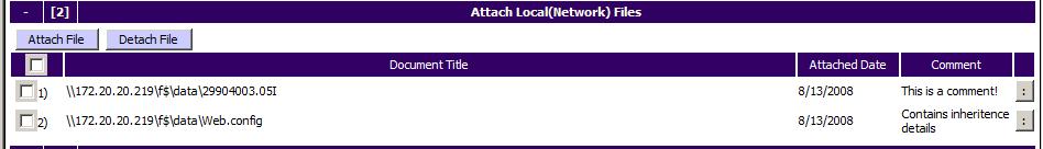 The Attach Local(Network) Files header displays the number of files attached on the left, so even if this header is minimized by clicking the minus (-) sign on the left, you ll still be able to see