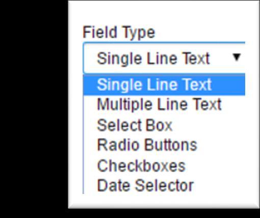 Editable Field Editable data fields can be viewed in different formats such as; text box, radio button, check boxes, date selector or a drop-down list.