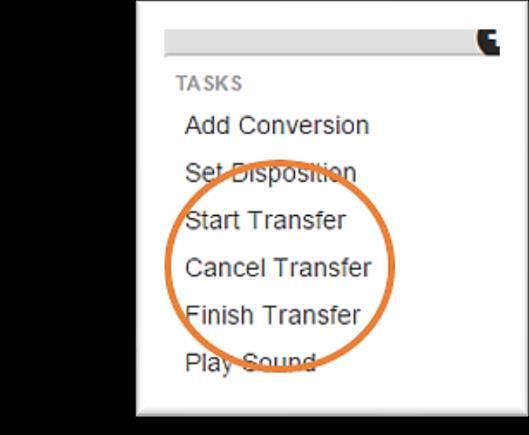 Transfer Tasks With the transfer tasks, you can start, cancel or finish a transfer within a script. Transfers can be sent internally or externally and can be blind or attended.