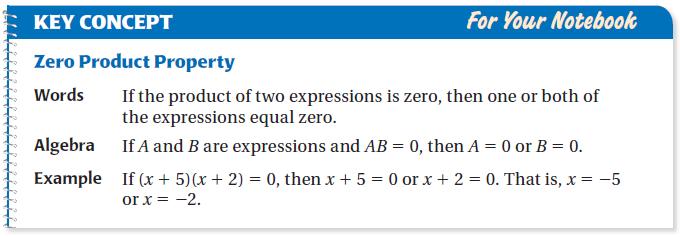 Put each set of parentheses equal to zero. 3. Solve.