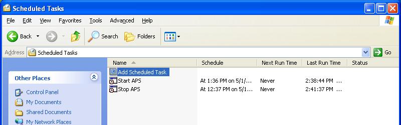 From Windows, go to Control Panel, then Scheduled Tasks.