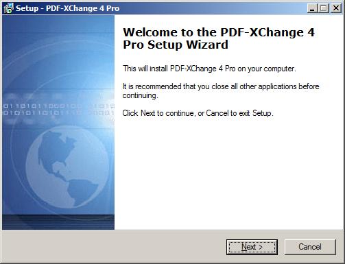 Click Next to start the PDF-XChange 4