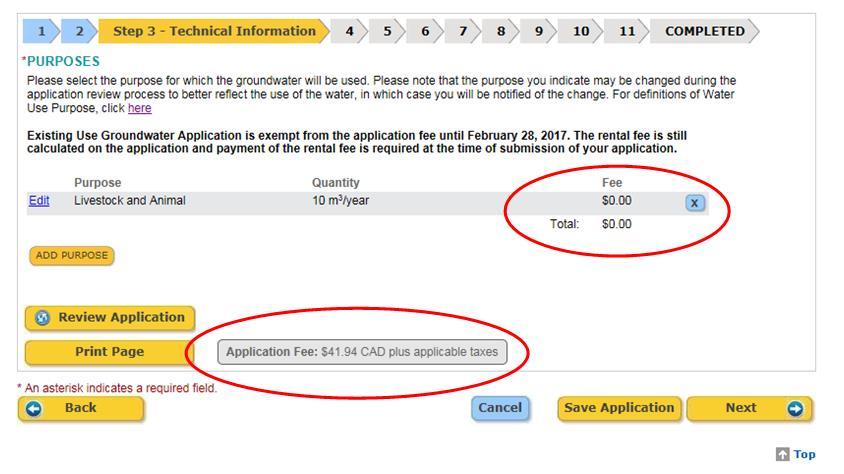 The grey Application Fee box will show the total of the Application and Rental fees. (Despite the name, this box shows the total of BOTH fees).