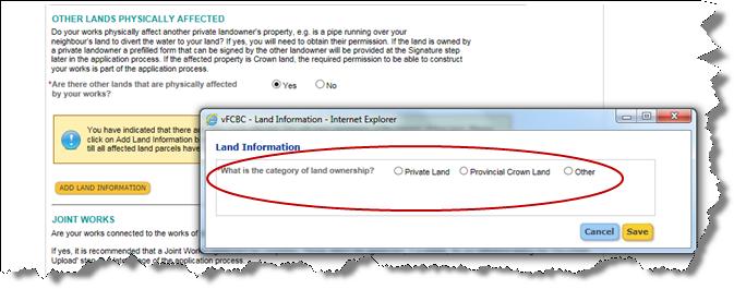 Do not select the Provincial Crown land (Reminder: If the answer is Crown Land then go back to the previous step &