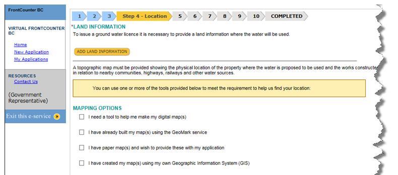 Step 4 Location On this screen, you will be required to enter the location information of