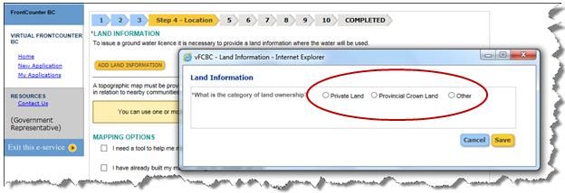 Land Information Click the button to open land information pop-up window as shown below